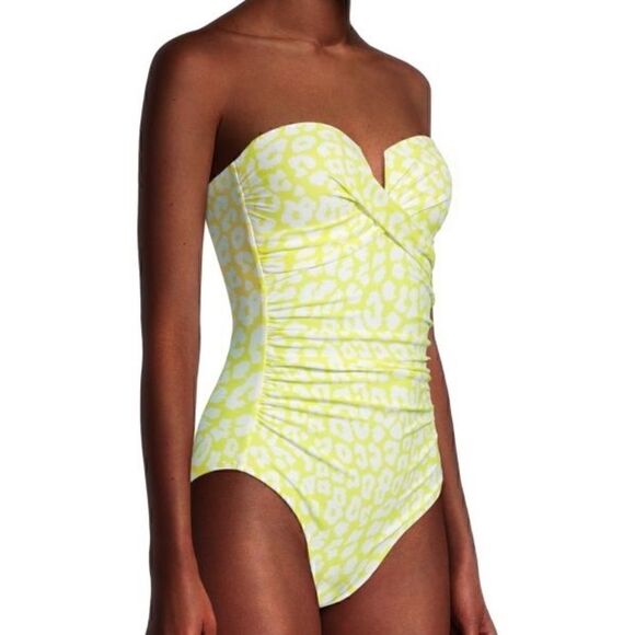 Calvin Klein Printed Tummy Control One Piece Swimsuit swimwear Yellow Si… - Picture 3 of 8